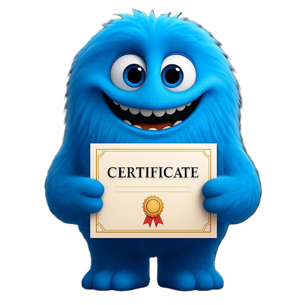 Maskota drži sertifikate